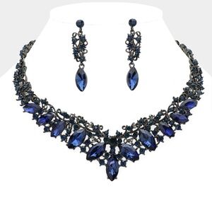 Marquise Stone Accented Evening Necklace Sets 1